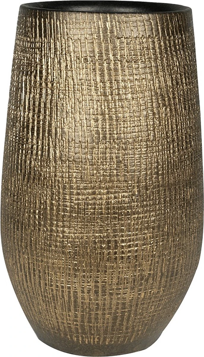 Merkloos Hoge Pot Ryan Shiny Gold 27x50 Cm Ronde Gouden Bloempot Voor Binnen