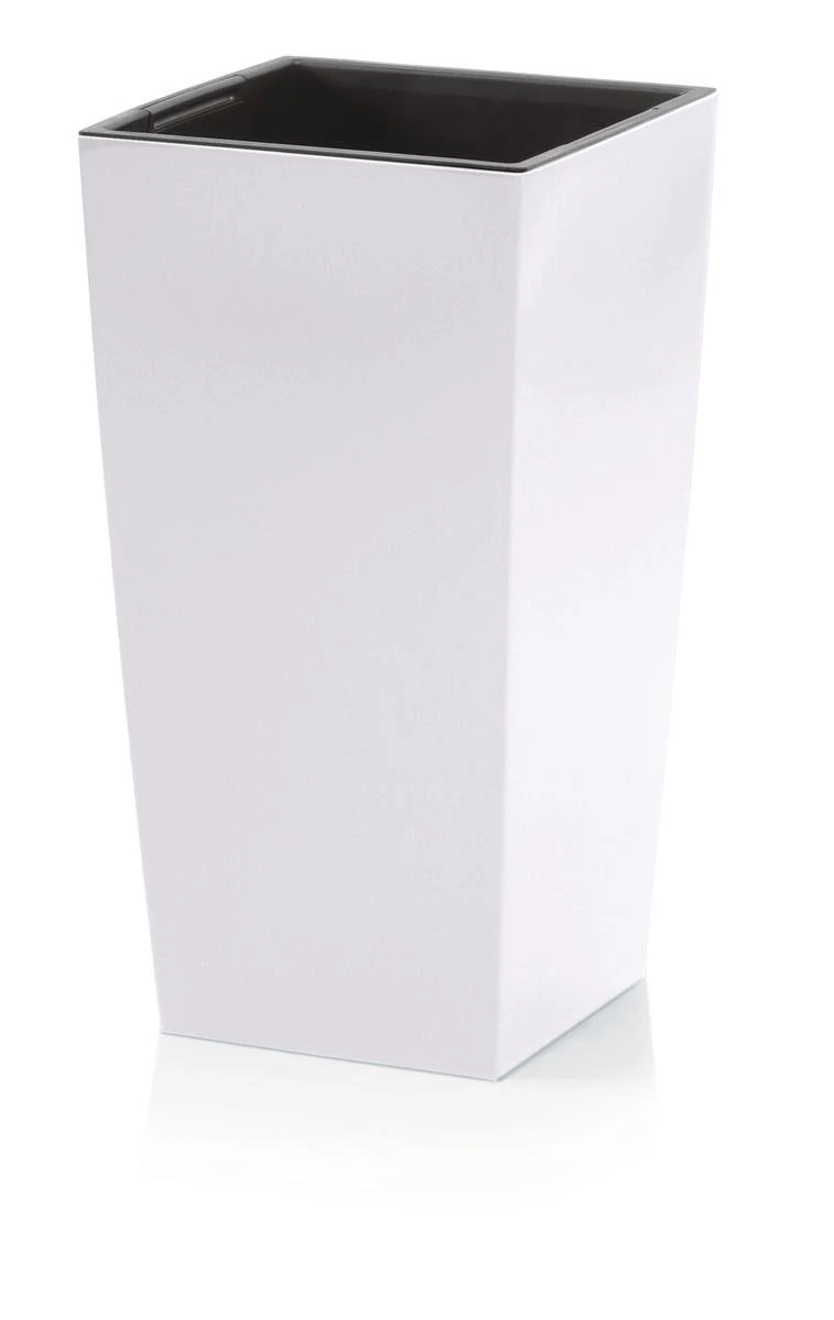 Prosperplast Kunststof Urbi Bloempot/plantenpot Met Binnenpot Wit 32 X 32 X 61 Cm - 21/49 Liter - Hoge Vierkante Bloempotten - Afbeelding 7