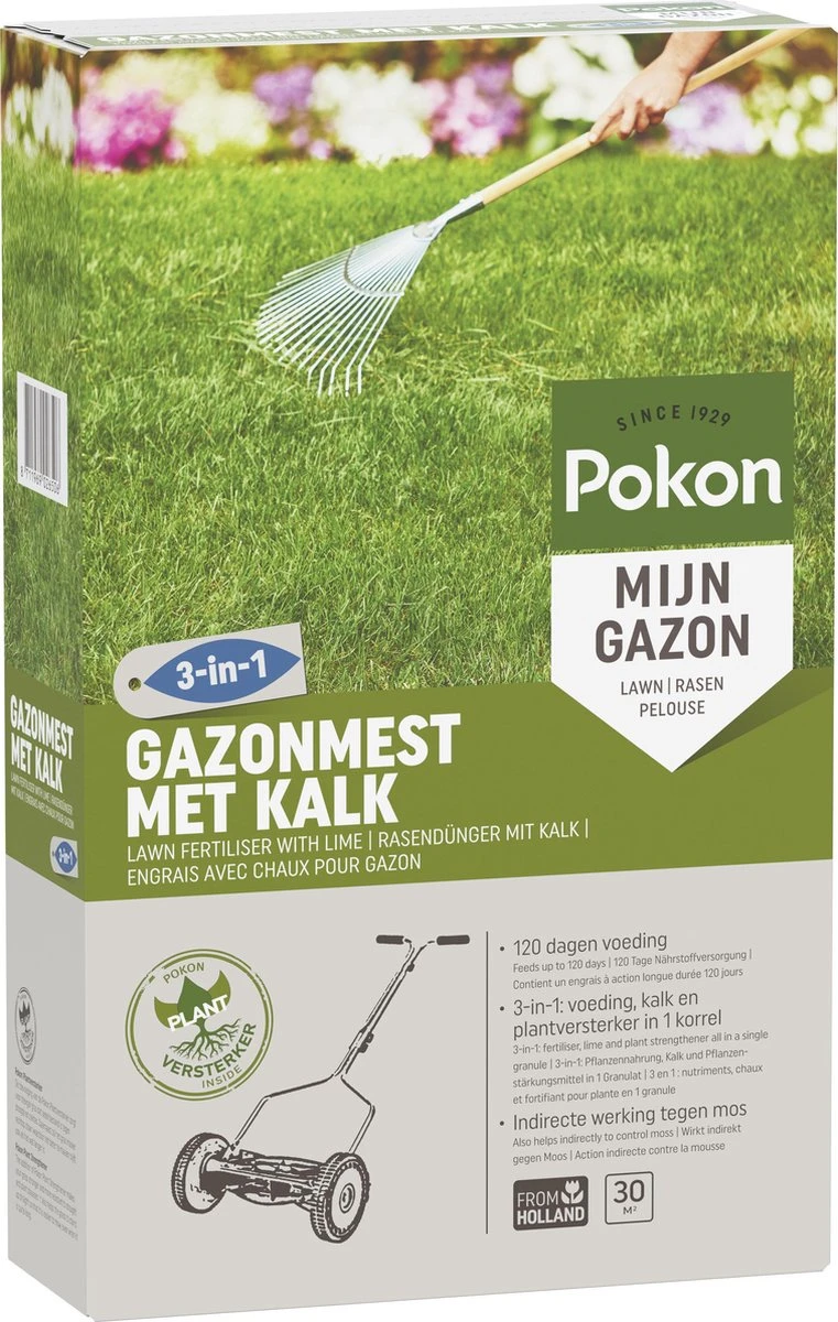 Pokon Gazonmest Met Kalk - 2kg - Mest - Geschikt Voor 30m² - 120 Dagen Voeding - Afbeelding 2