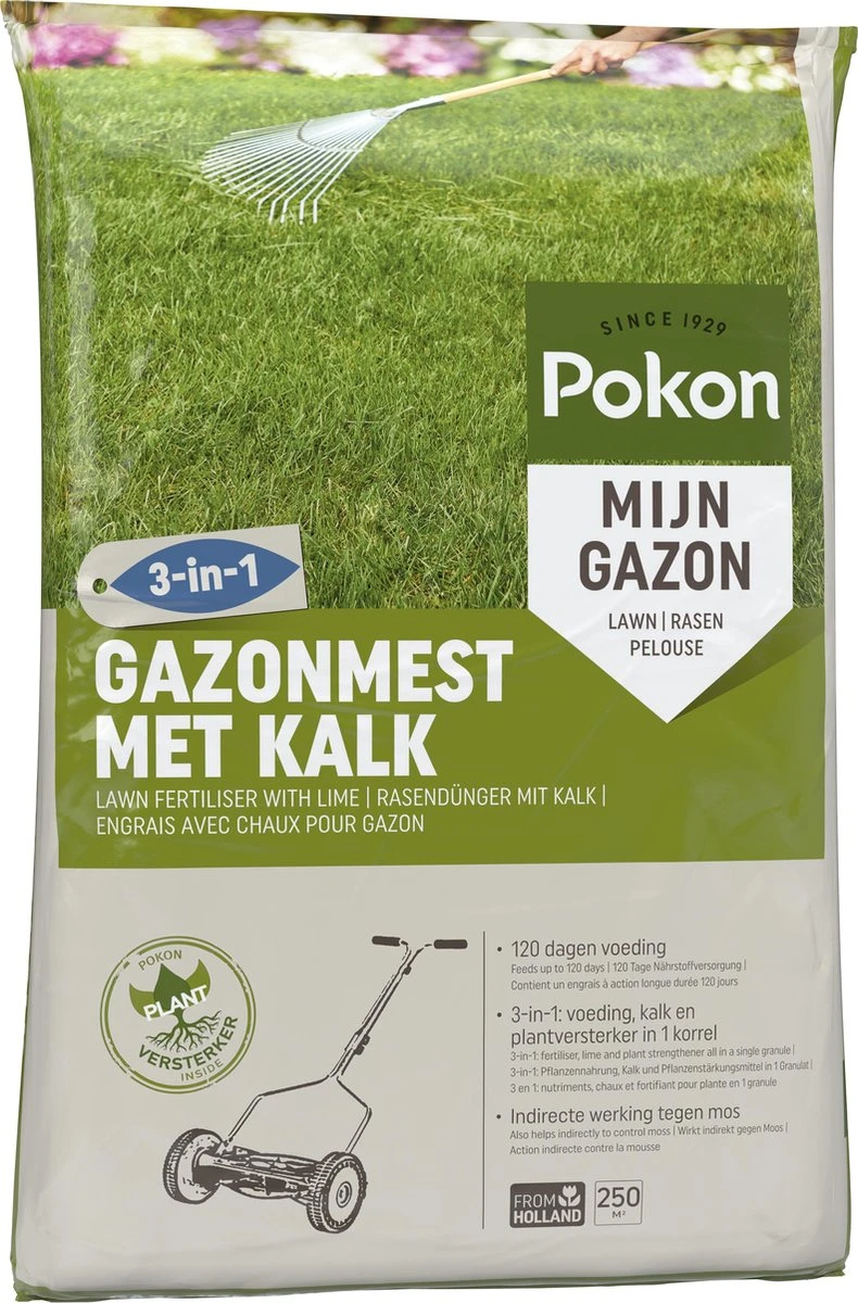 Pokon Gazonmest Met Kalk - 16,8kg - Mest - Geschikt Voor 250m² - 120 Dagen Voeding - Afbeelding 2