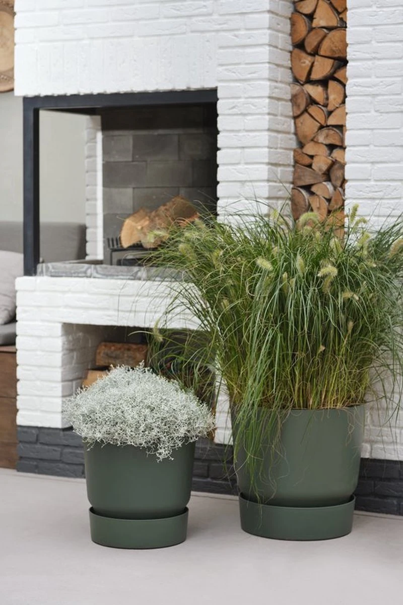 Elho Greenville Rond 30 - Grote Bloempot Voor Buiten - Gemaakt Van Gereycled Plastic - Ø 29.5 X H 27.8 Cm - Blad Groen - Afbeelding 5