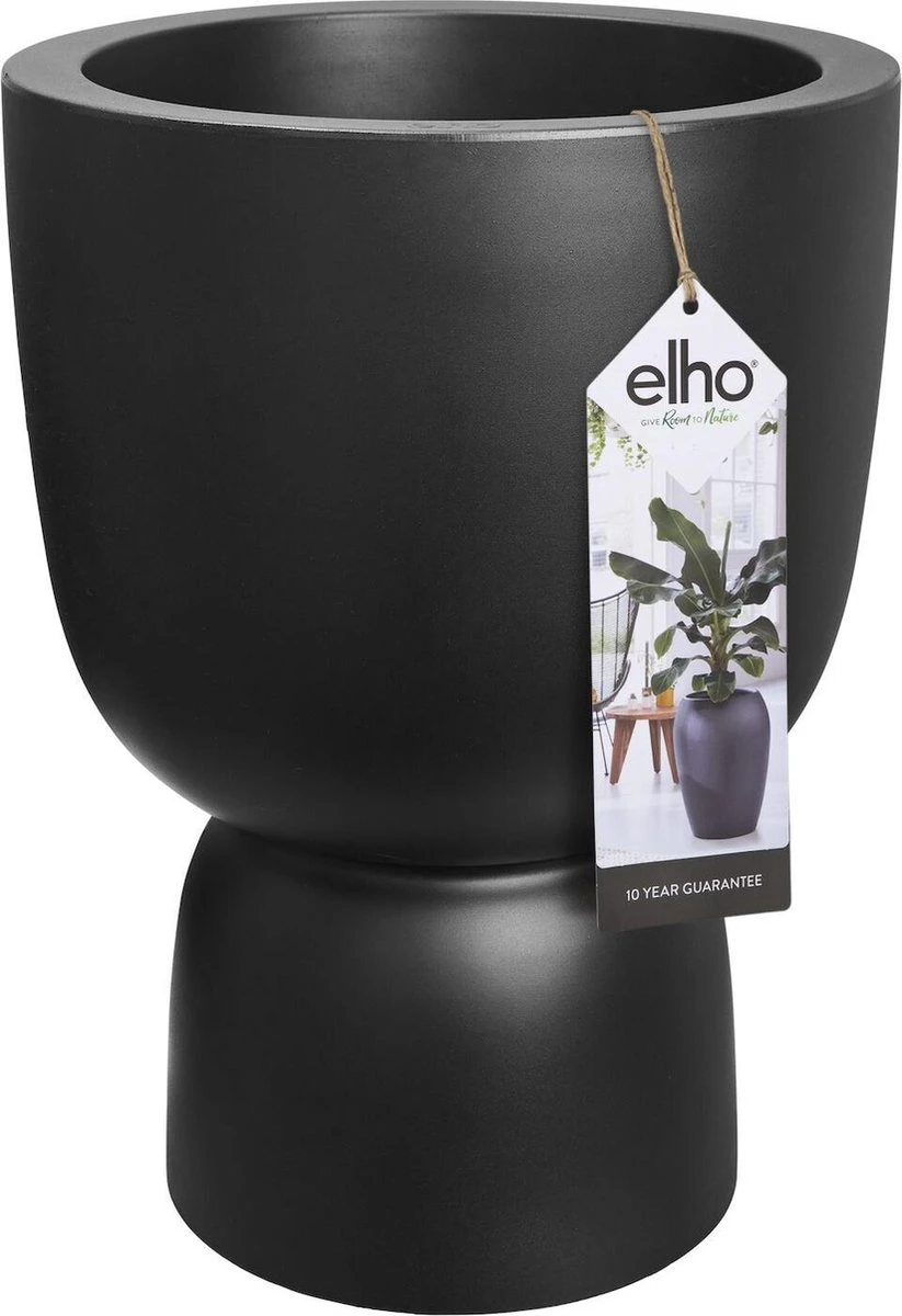 Elho Pure Coupe 35 - Bloempot Voor Binnen & Buiten - Ø 34.9 X H 49.0 Cm - Zwart/Zwart