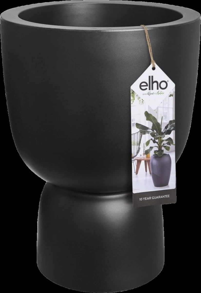 Elho Pure Coupe 41 - Bloempot Voor Binnen & Buiten - Ø 41.3 X H 57.9 Cm - Zwart/Zwart - Afbeelding 9