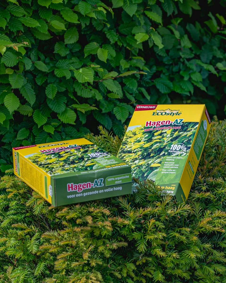 ECOstyle Hagen-AZ Organische Tuinmest - Voor Gezond Bodemleven - Remt Uitval Van Bladeren - 120 Dagen Voeding - Voor 50m Haag - 2,75 KG - Afbeelding 4