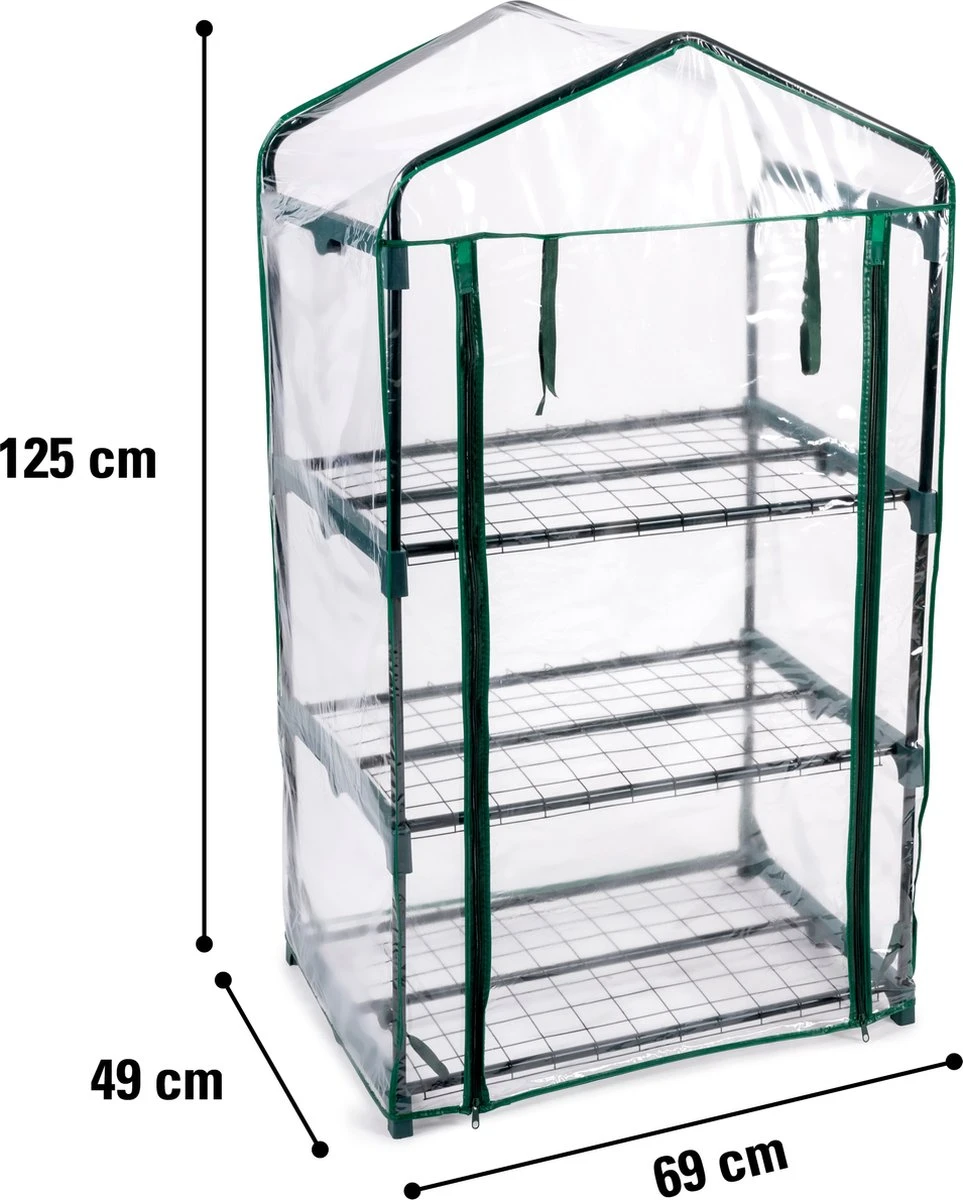 Kinzo Garden - Plastic Broeikas - 3 Verdiepingen - 69 X 49 X 125cm - Groen - Afbeelding 7